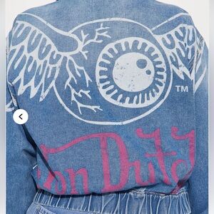 Von Dutch Blue Denim Jacket with Pink Logo